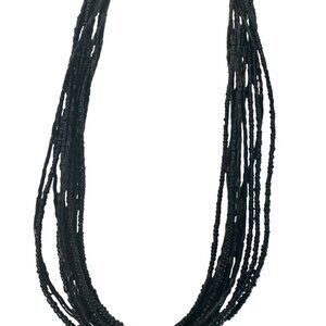 Multi Strand Black Seed Bead Layered Necklace With Chain Extender Chic Classy
